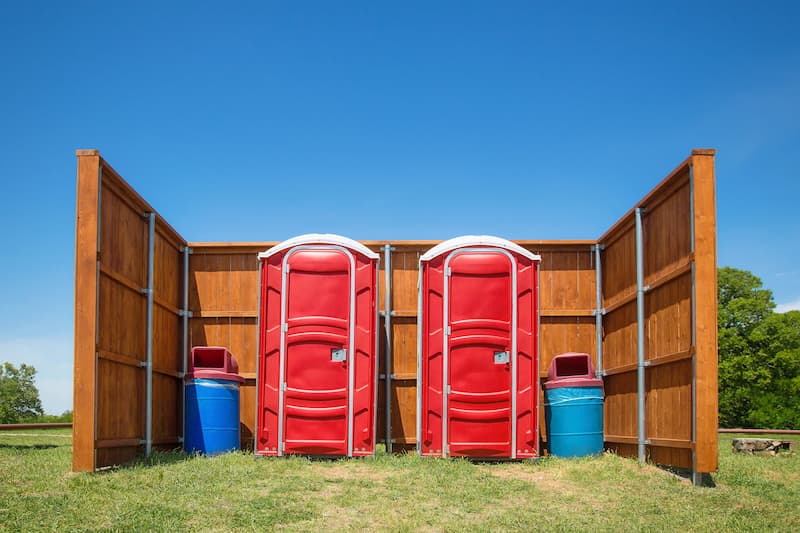 Short-term porta potty units staged for delivery in Charleston, South Carolina